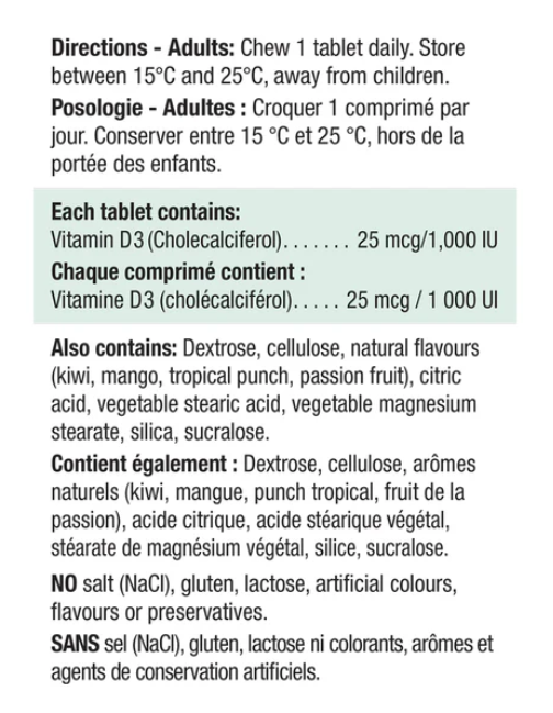 Jamieson Vitamin D3 - Chewables - Exotic Tropic Fruit