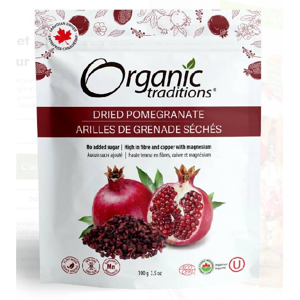 Organic traditions - Organic Dried Pomegranates - 100g