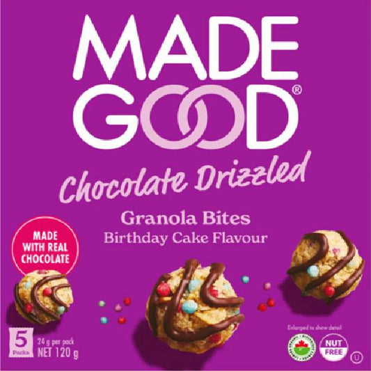 NEW! Birthday Cake Chocolate Drizzled Granola Bites (5 packs x 24g)