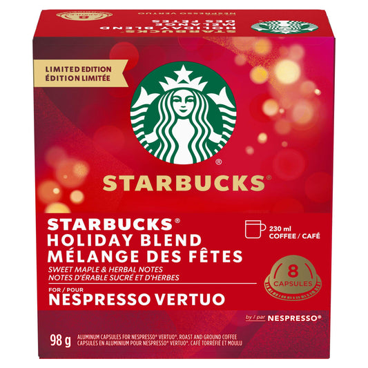 Nespresso Starbucks Holiday Blend Capsules, 68-g, 8-pk