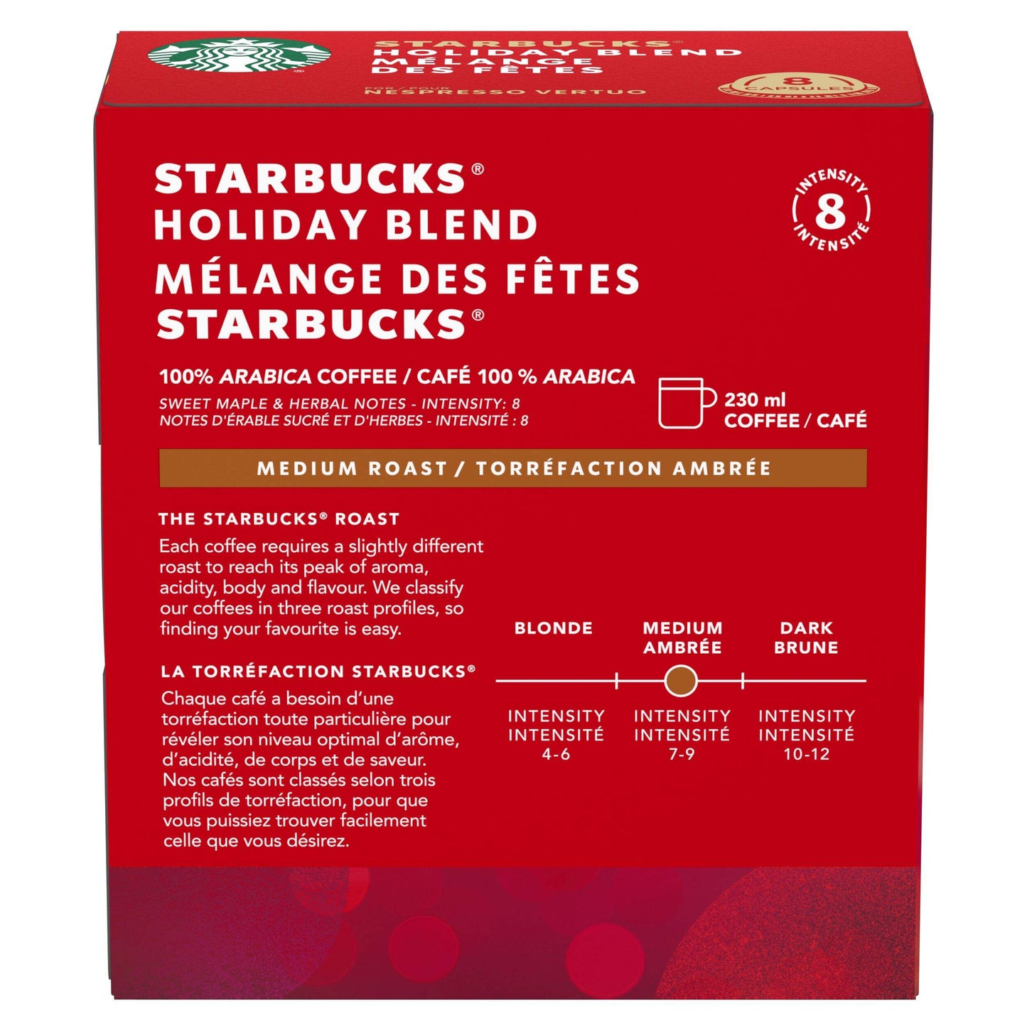 Nespresso Starbucks Holiday Blend Capsules, 68-g, 8-pk
