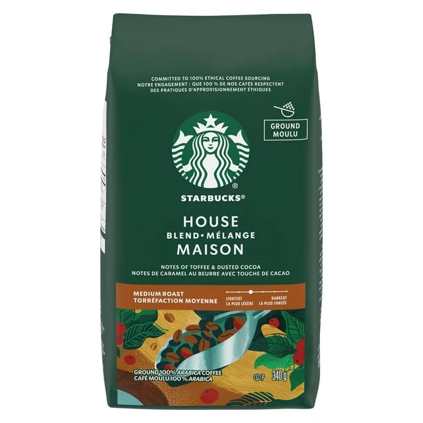 STARBUCKS House Blend Medium Roast Ground Coffee, 340g